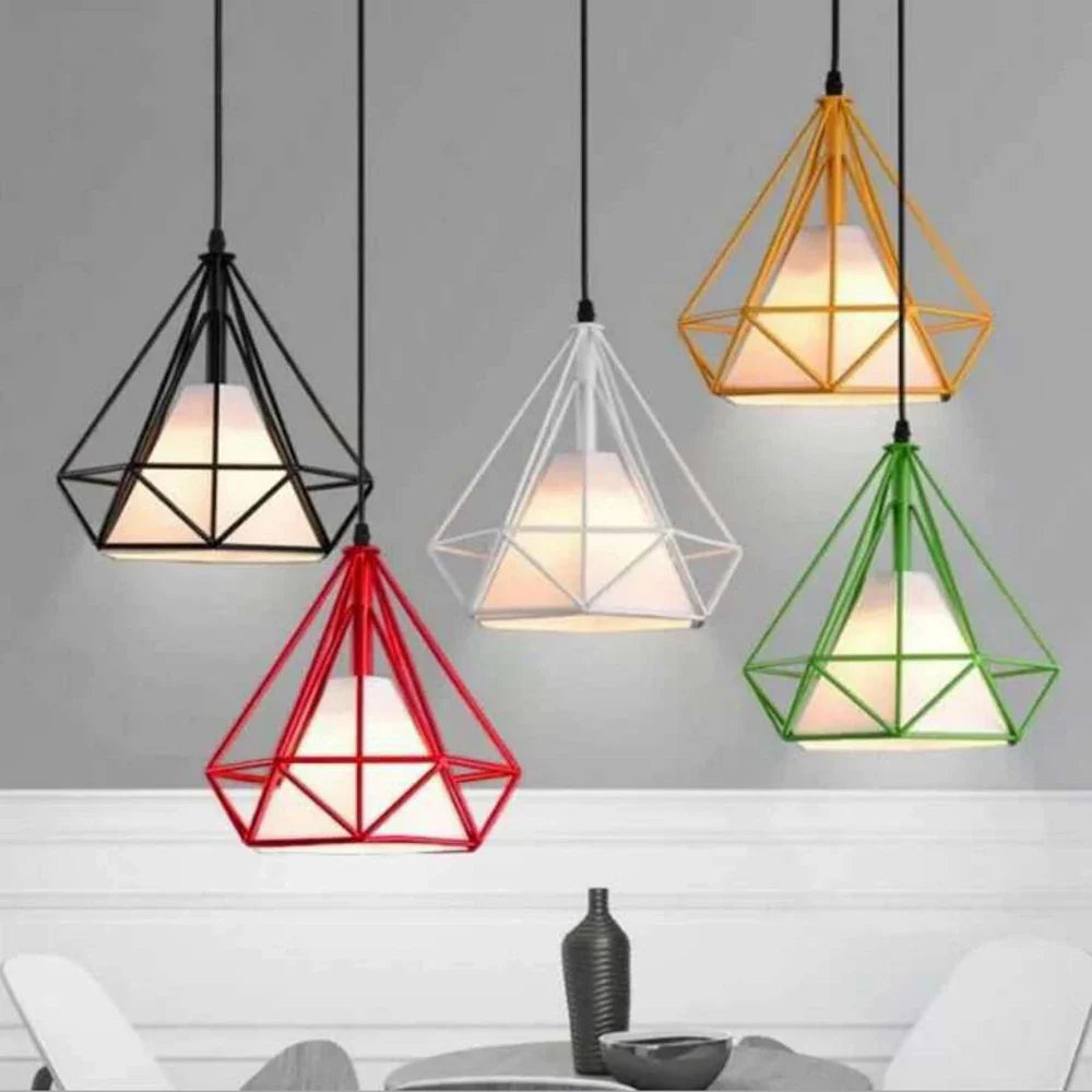 Afralia™ Diamond Cage Pendant Chandelier for Industrial Living Room and Kitchen Lighting