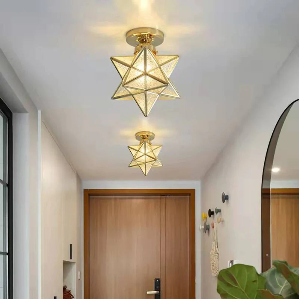 Afralia™ Modern Golden Star Ceiling Lights for Dining Room Kitchen Décor