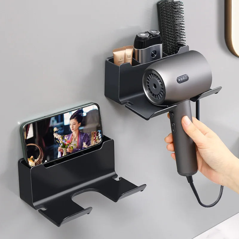 Afralia™ Hair Dryer Holder and Bathroom Shelves with Storage Box