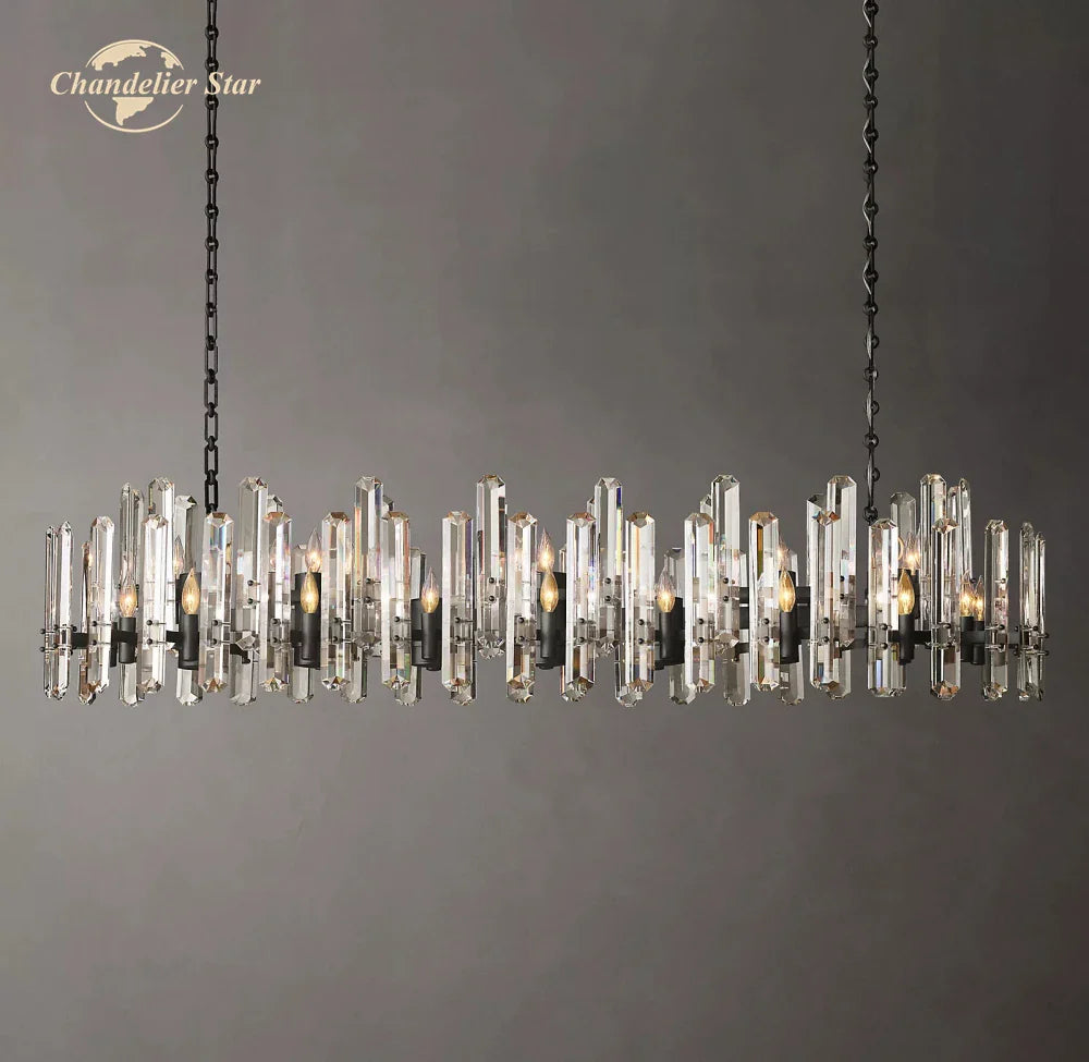 Afralia™ LED Crystal Chandelier: Bonnington Linear Pendant Light & Lustre Hanging Lighting