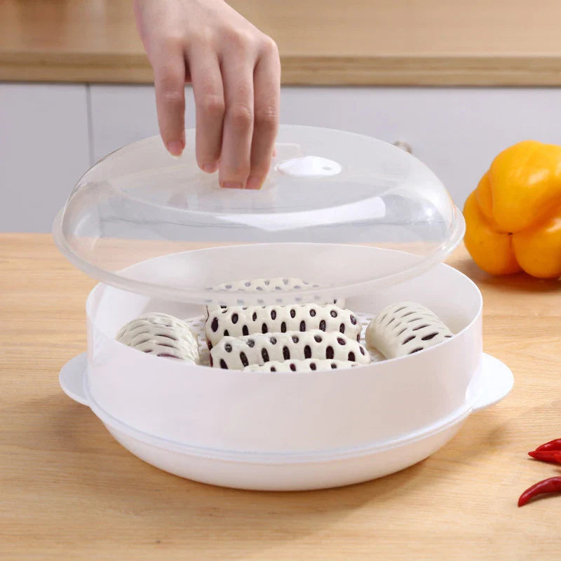 Afralia™ Microwave Steamer for Steamed Buns 1/2 Layer - Durable Kitchen Utensil