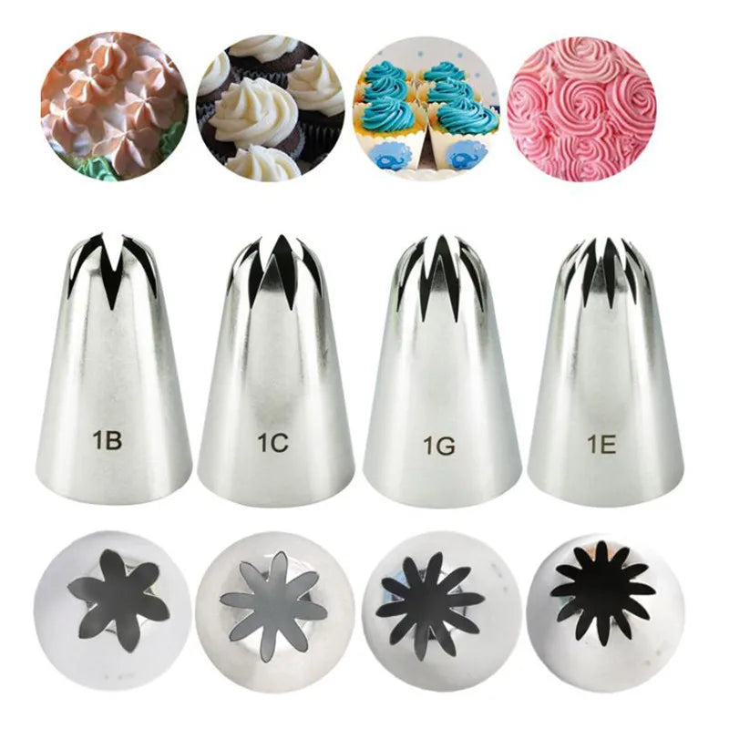 Afralia™ Large Stainless Steel Pastry Tips Set for Cake Decorating and Baking