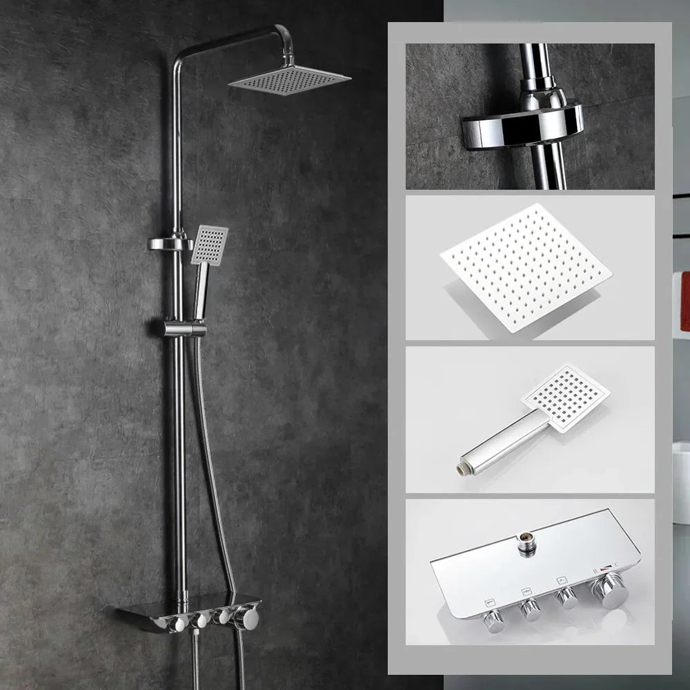 Afralia™ Chrome Rain Shower Faucet Set with Hand Held Brass Shower Head