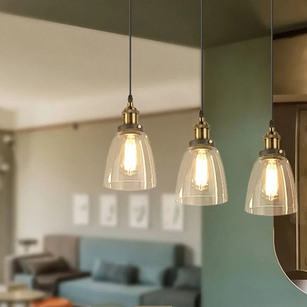 Afralia™ Vintage Glass Chandelier Pendant Light for Living Room Bedroom Dining Bar