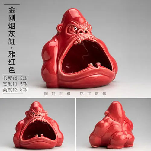 Afralia™ Orangutan Ceramic Cartoon Ashtray - Large Capacity Anti-ash for Living Room and Office