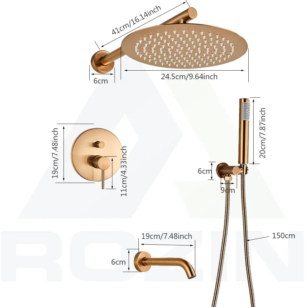 Afralia™ Rose Gold Shower Faucet System with Rainfall Shower Head