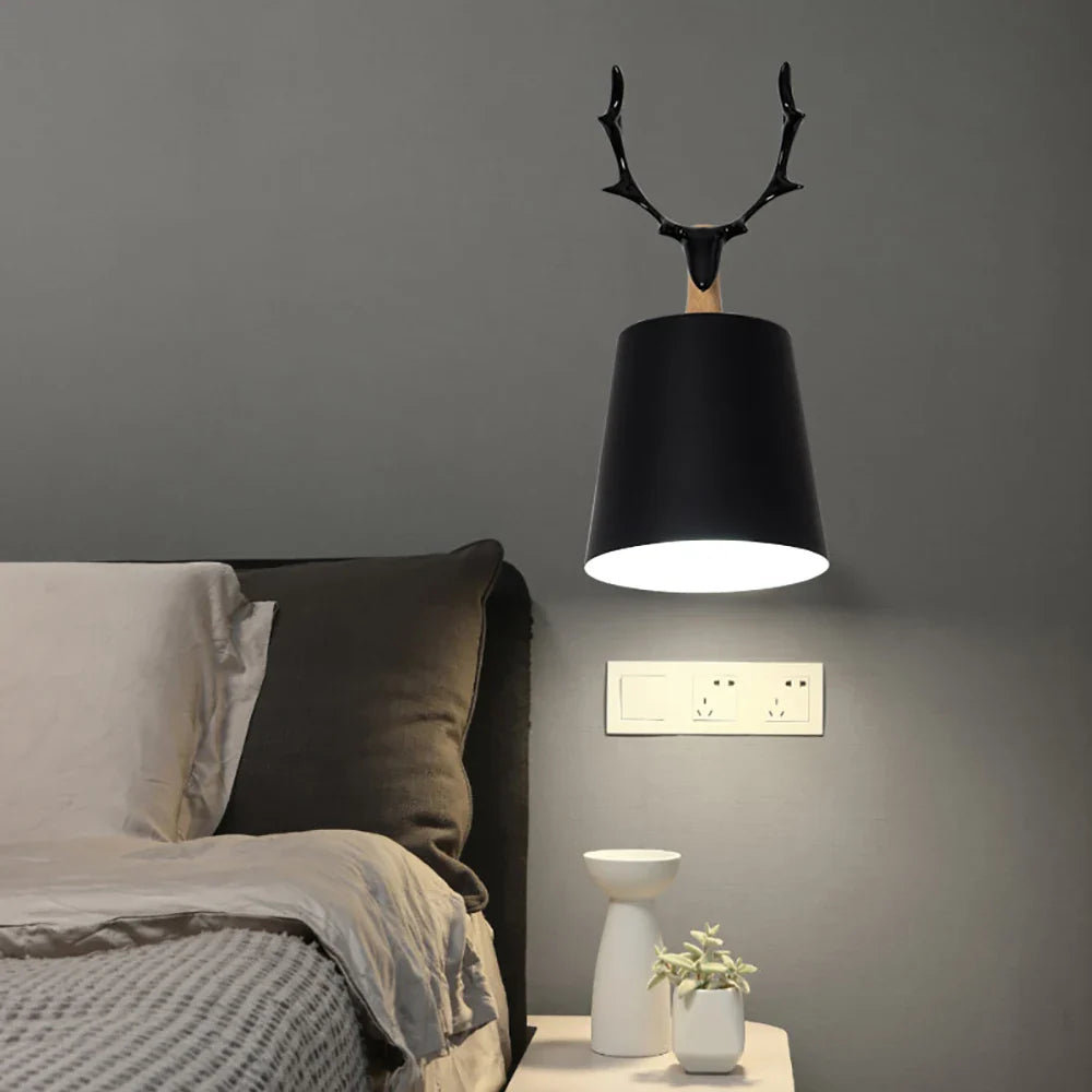 Afralia™ LED Antlers Wall Lamp Colorful Wooden Nordic Vintage Modern Loft Light