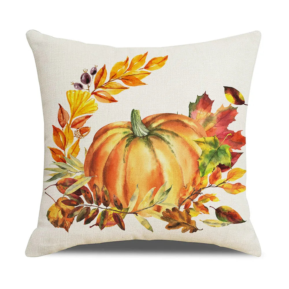 Afralia™ Thanksgiving Pumpkin Maple Leaf Cushion Cover - Fall Home Decor Pillows
