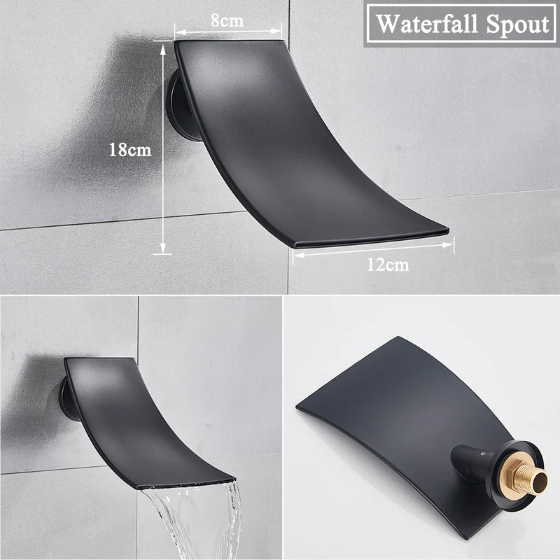 Afralia™ Matte Black Digital Shower Faucet Set Rainfall Shower Head Mixer Tap Display