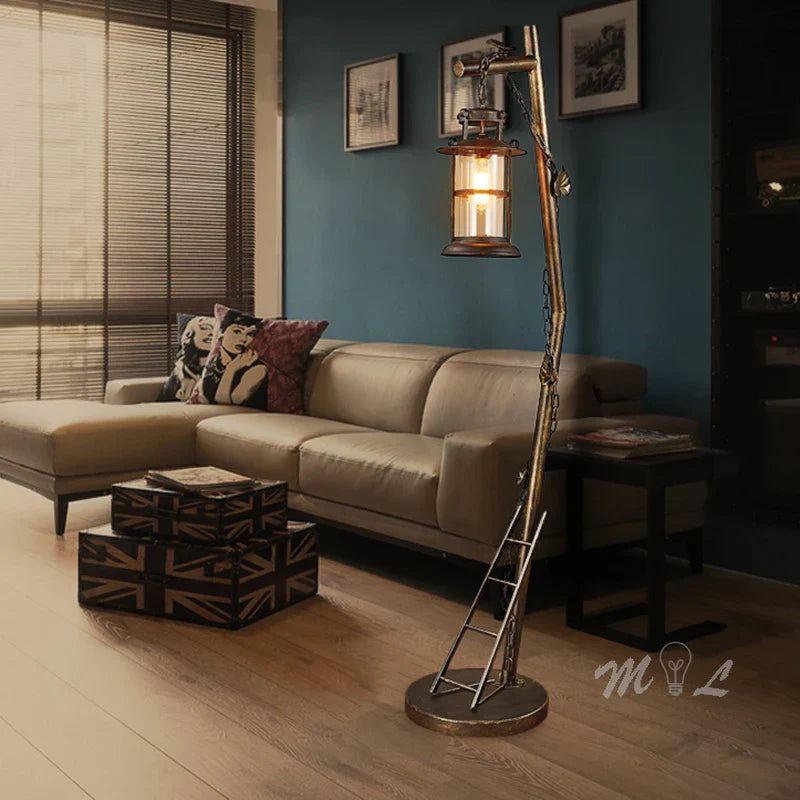 Afralia™ Vintage Industrial Country Floor Lamp for Bedroom Living Room Art Deco Standing Light