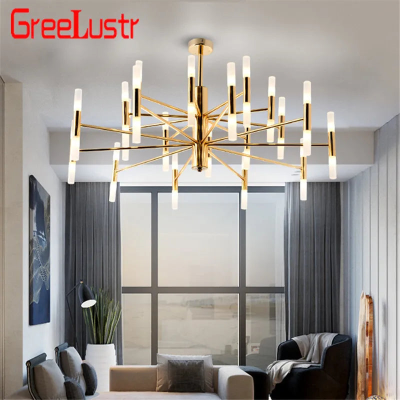 Afralia™ Modern Tube G4 LED Chandelier for Living Room Art Suspended Lamp