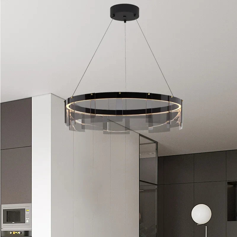Afralia™ Stratos Glass LED Chandelier Rings for Dining Hall Bedroom Luxury Lighting
