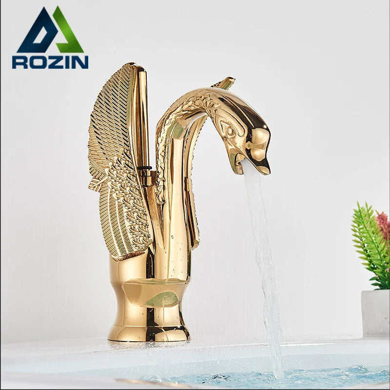 Afralia™ Swan Shape Basin Faucet - Brass Deck Mount Bathroom Mixer