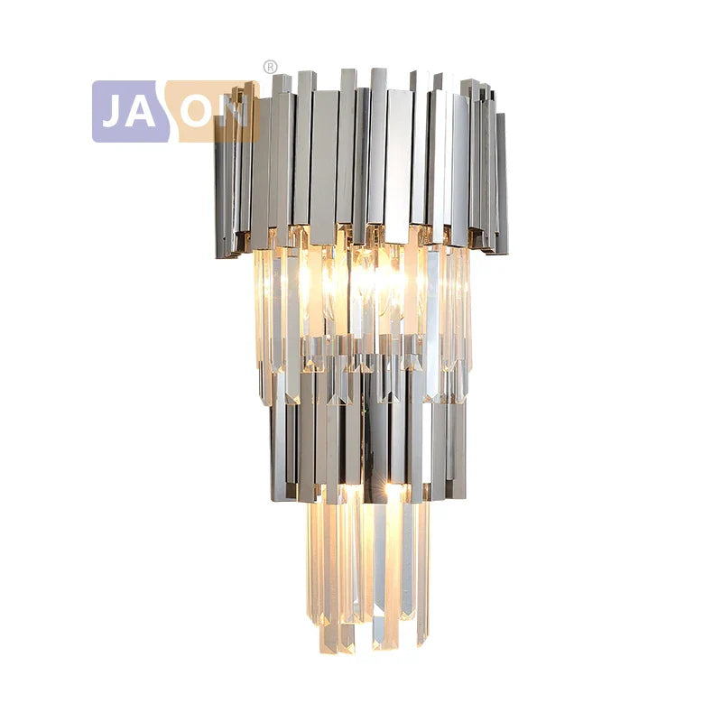 Afralia™ Crystal Clear LED Wall Sconce Chrome Silver Gold Wall Light for Bedroom