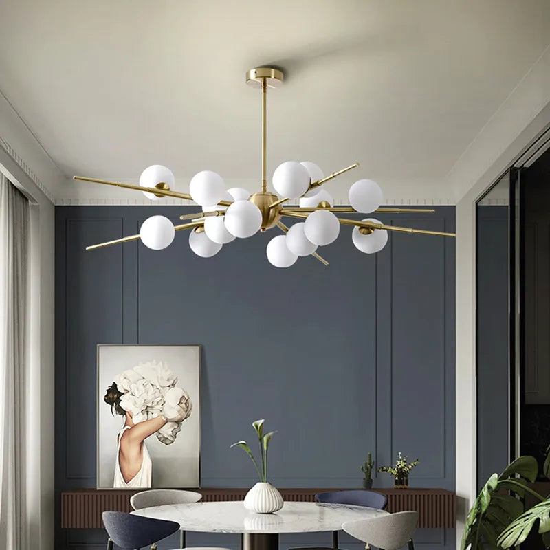 Afralia™ Nordic Glass Chandelier Sputnik Luxury Designer LED Lighting for Home Decor