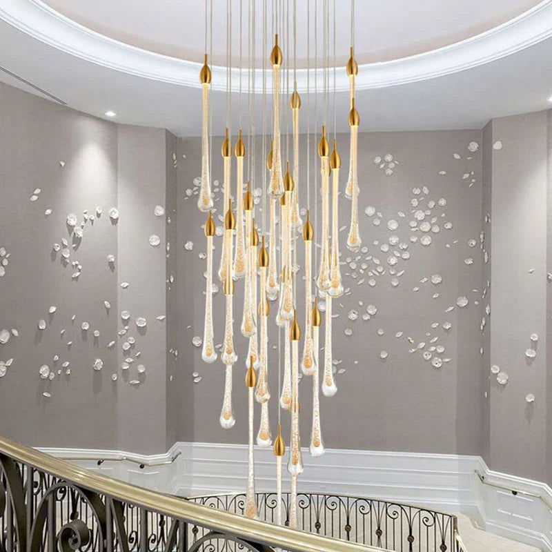 Modern Crystal Chandelier Water Drop Design LED Hanging Lighting for Villa Lobby by Afralia™