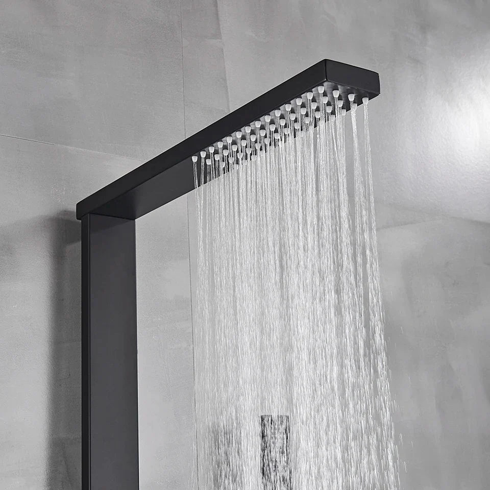 Afralia™ Matte Black Bathroom Luxury Shower Faucet Set for Wall Mount Bathtub Mixer