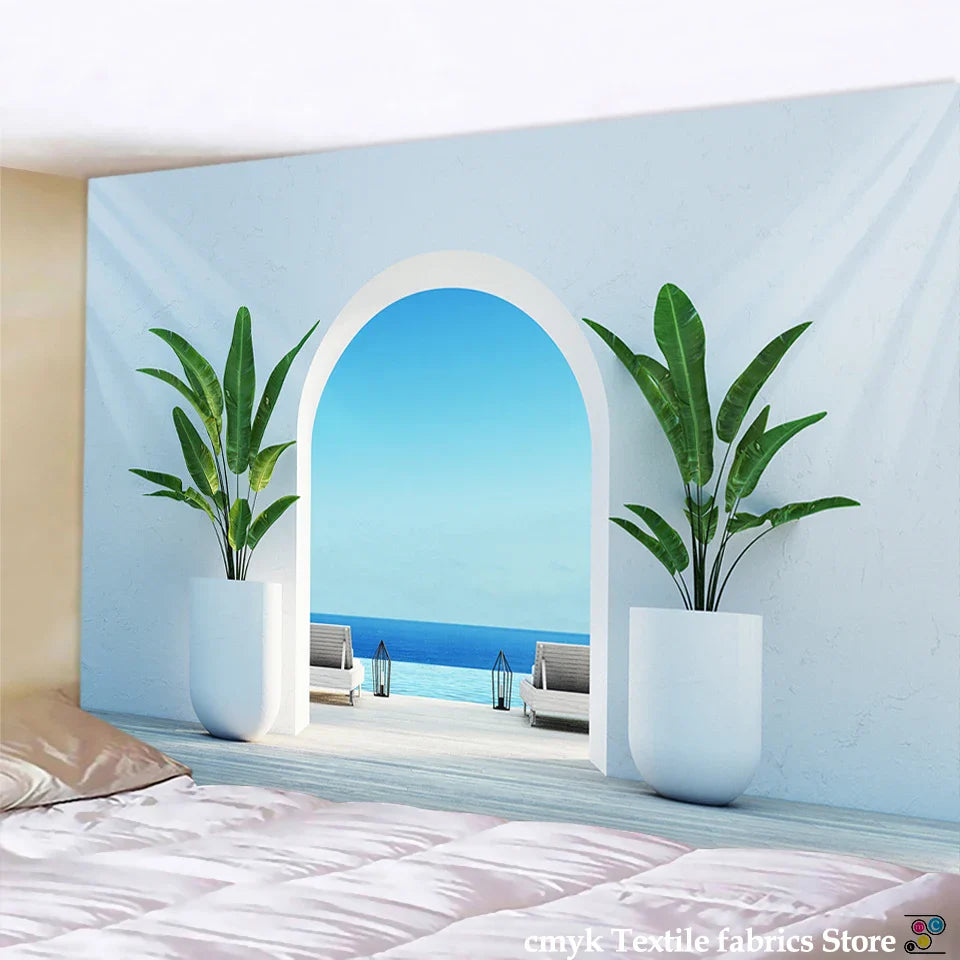 Afralia™ Ancient Architecture Tapestry Wall Hanging Home Decor Cloth