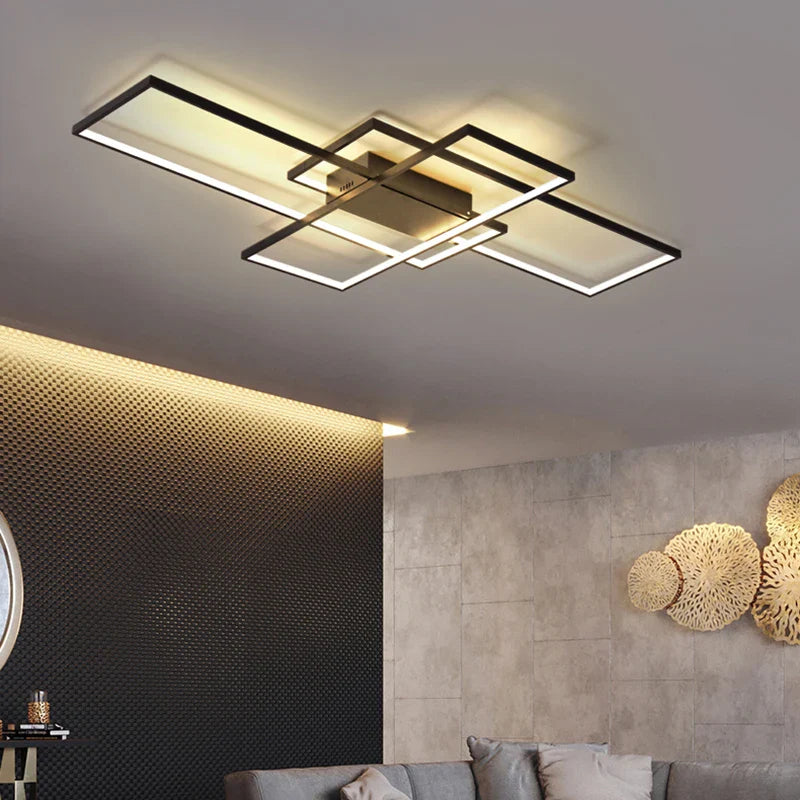 Afralia™ Modern Black/White LED Chandelier – Aluminum Ceiling Lighting for Living Room & Bedroom