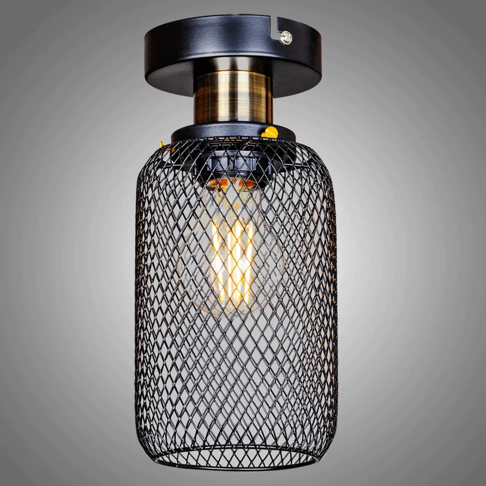 Afralia™ Vintage Cage Ceiling Lights for Cafe/Bar/Loft, Minimalist Indoor Lighting E27