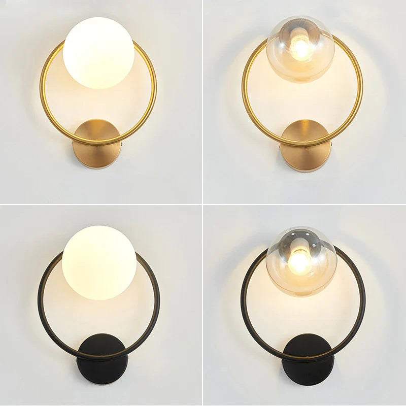 Afralia™ Nordic Luxury Wall Lamp Black Brass LED Indoor Stairs Corridor Light