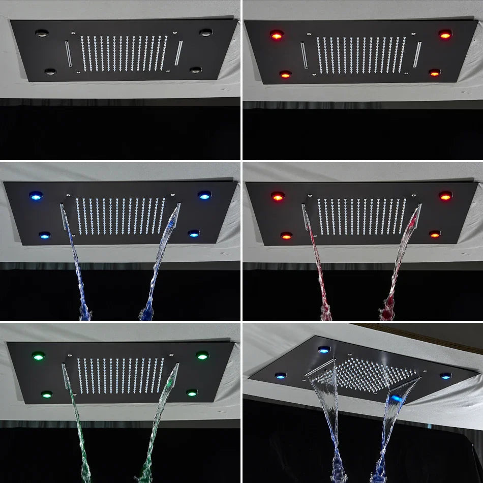 Afralia™ LED Luxury Ceiling Embedded Shower Head Rainfall Colorful Bathroom Showers 304SUS