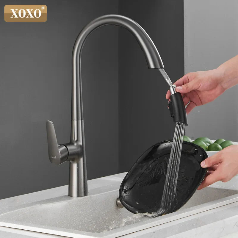 Afralia™ Black Single Handle Pull Out Kitchen Faucet Swivel 360° Water Mixer Tap