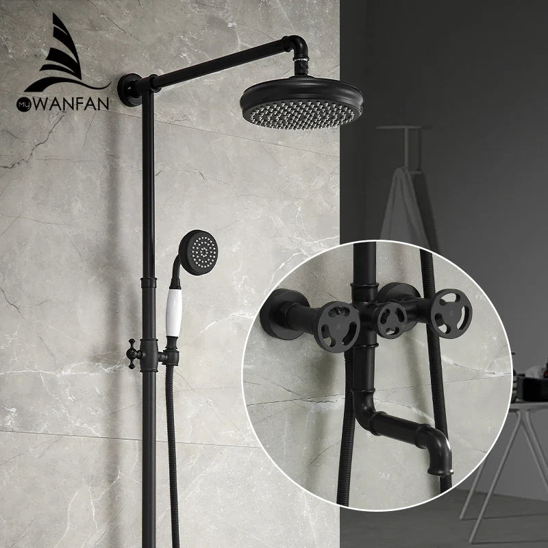 Afralia™ Matte Black Round Tube Bathtub Faucet with Slide Bar Single Handle