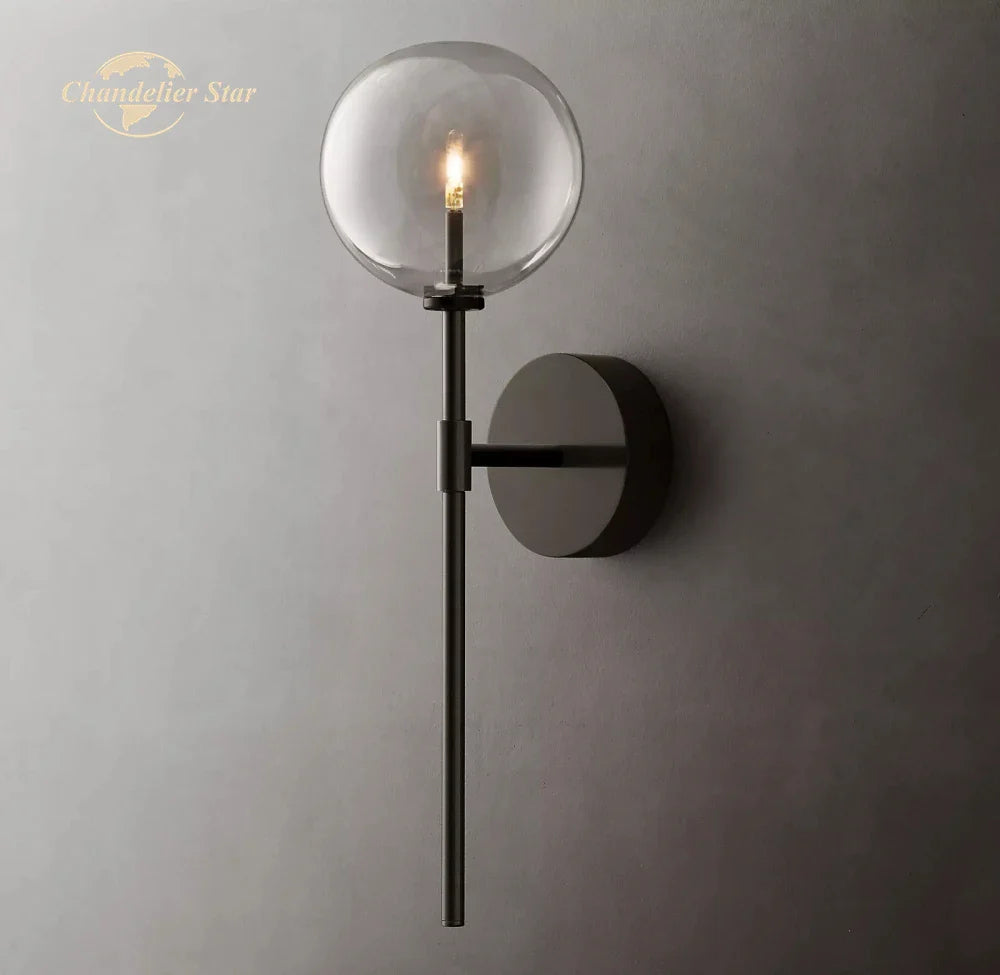 Afralia™ LED Glass Globe Wall Sconce Modern Indoor Light Fixture Decoration Bedroom Living Room