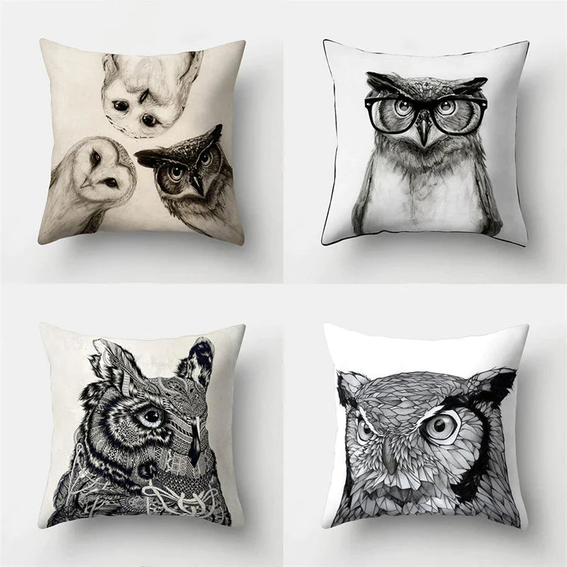 Afralia™ Cute Owl Cushion Pillow Cover for Home Sofa Bedroom Decor