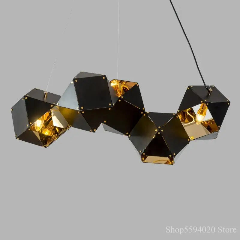 Afralia™ Black Metal DNA Chandelier: Nordic, Modern, Creative Island Light for Bar and Restaurant.