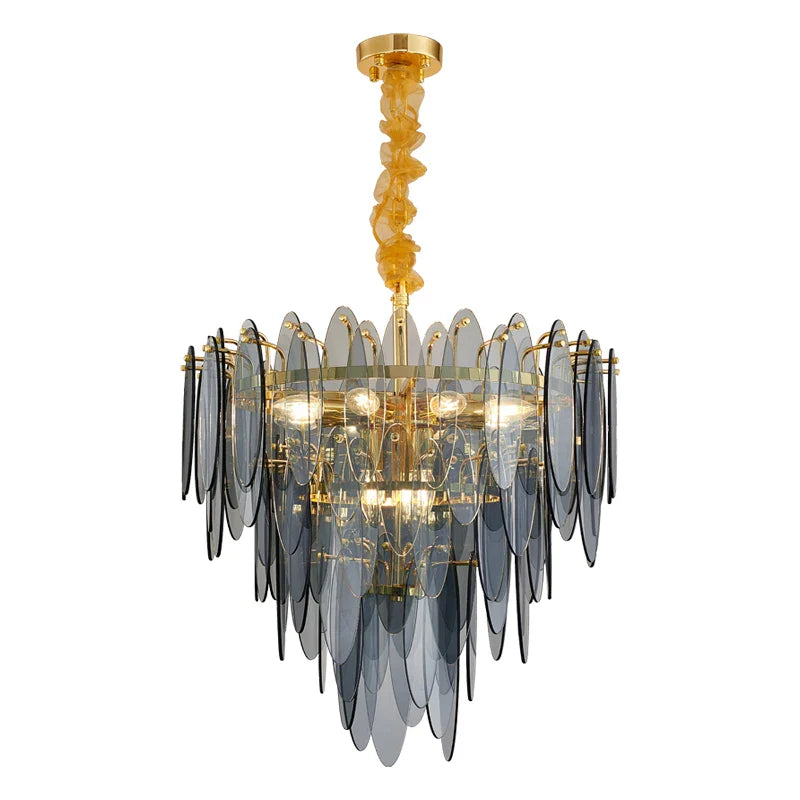 Afralia™ Art Deco Glass Iron LED Chandelier for Dinning Room