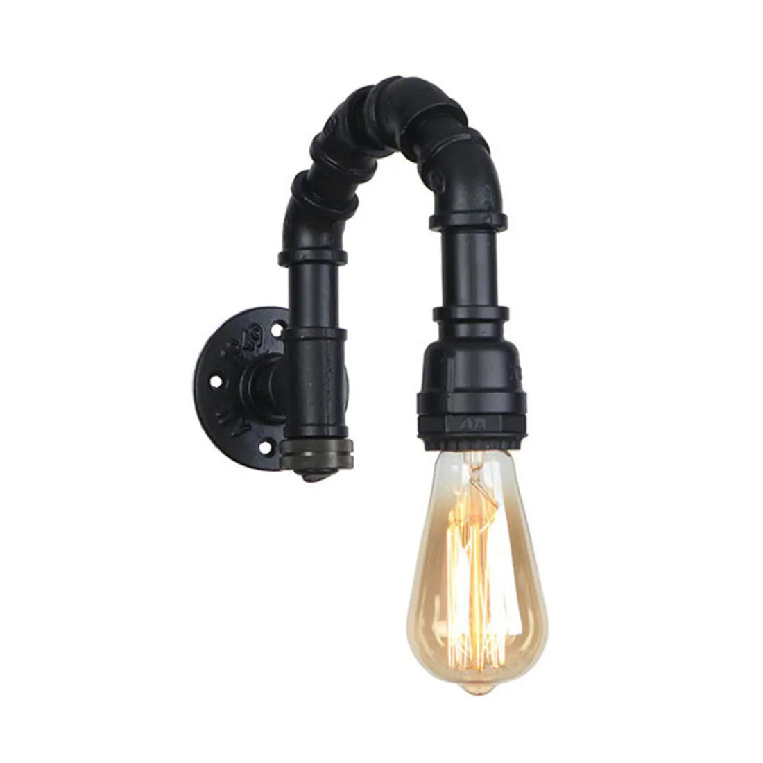 Afralia™ Vintage Black E27 Water Pipe Wall Sconces - Steampunk Style for Hallway & Basement