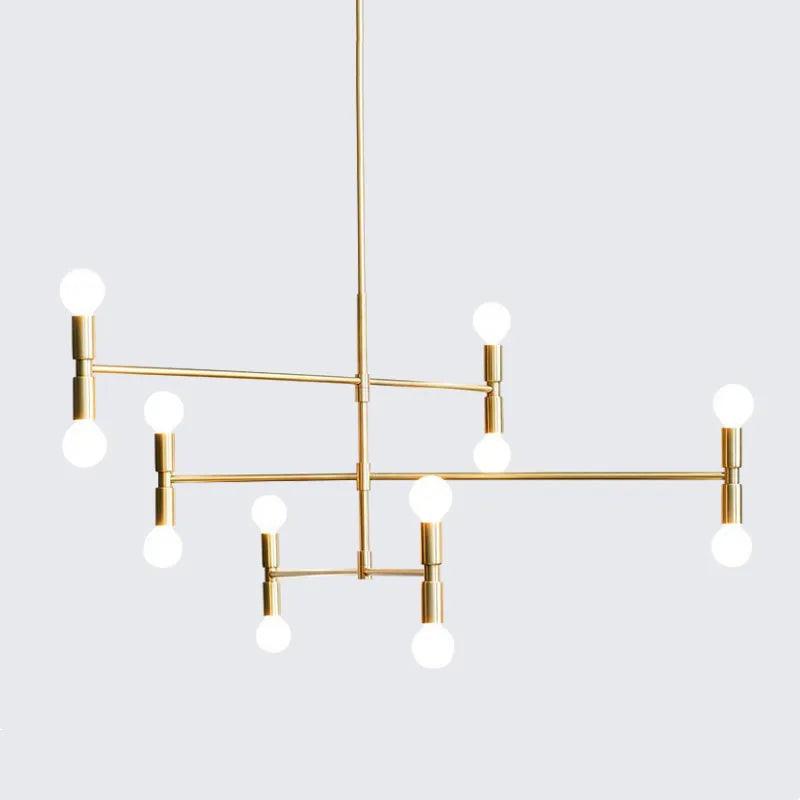 Afralia™ Modern Black Gold Chandelier Branch Design for Loft Bedroom Living Room Nord Fashion Atomium.