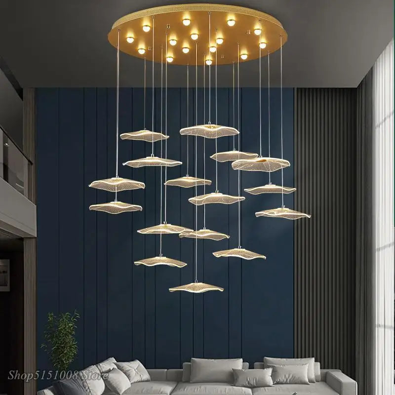 Afralia™ Lotus Leaf Chandelier: Modern Luxury Acrylic LED Hanging Lamp for Villa, Hotel, Living Room