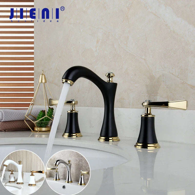 Afralia™ Matte Black Bathroom Faucet Set with 2 Handles for Bathtub and Basin