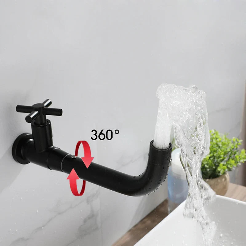 Afralia™ Wall Mount Basin Faucet: Outdoor Garden Spout, Single Cold Water Tap for Bathroom.