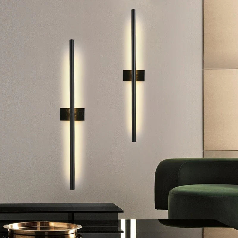 Afralia™ Linear Metal Tubes LED Wall Light Gold for Modern Living Room & Bathroom Mirrors