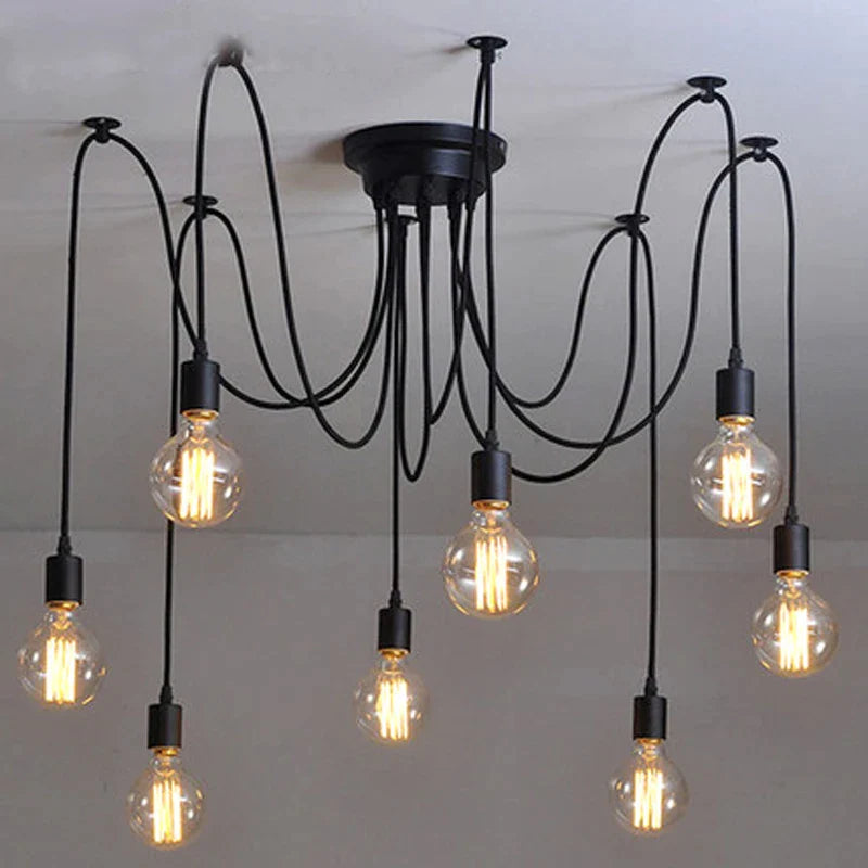 Afralia™ Spider Led Ceiling Chandelier Vintage E27 Edison Bulb Pendant Light for Living Room