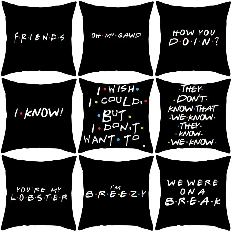 Afralia™ Classic Letters Cushion Cover | Friendship Alphabet Motto Pillowcase for Home and Office