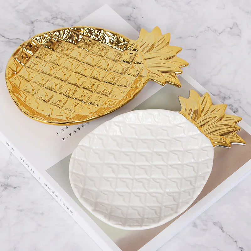 Afralia™ Pineapple Shape Ceramic Storage Tray for Home Decor and Organization