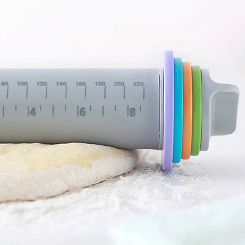 Afralia™ Adjustable Silicone Rolling Pin for Fondant Cake Pastry Decor - Bakeware Tool