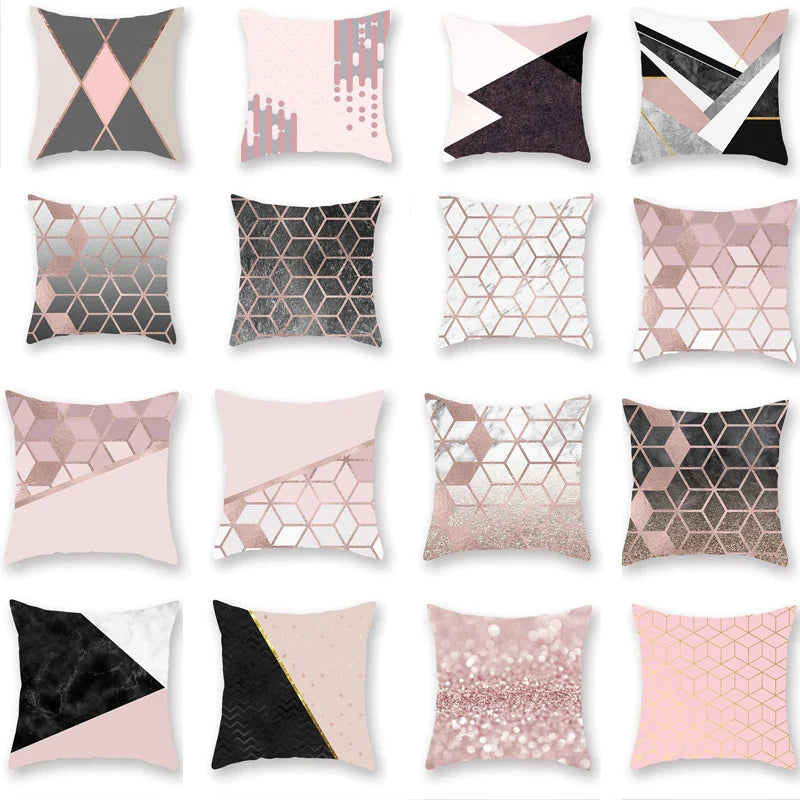 Afralia™ Nordic Pink Polyester Cushion Cover 45x45cm for Living Room Sofa
