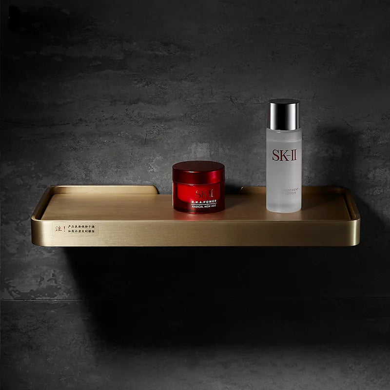 Afralia™ Brushed Gold Bathroom Corner Shelf Wall-Mounted Storage Organizer