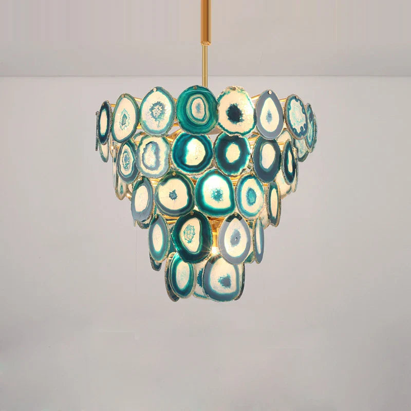 Afralia™ LED Agate Chandelier - Modern Colorized Designer Lighting for Foyer & Dining Room