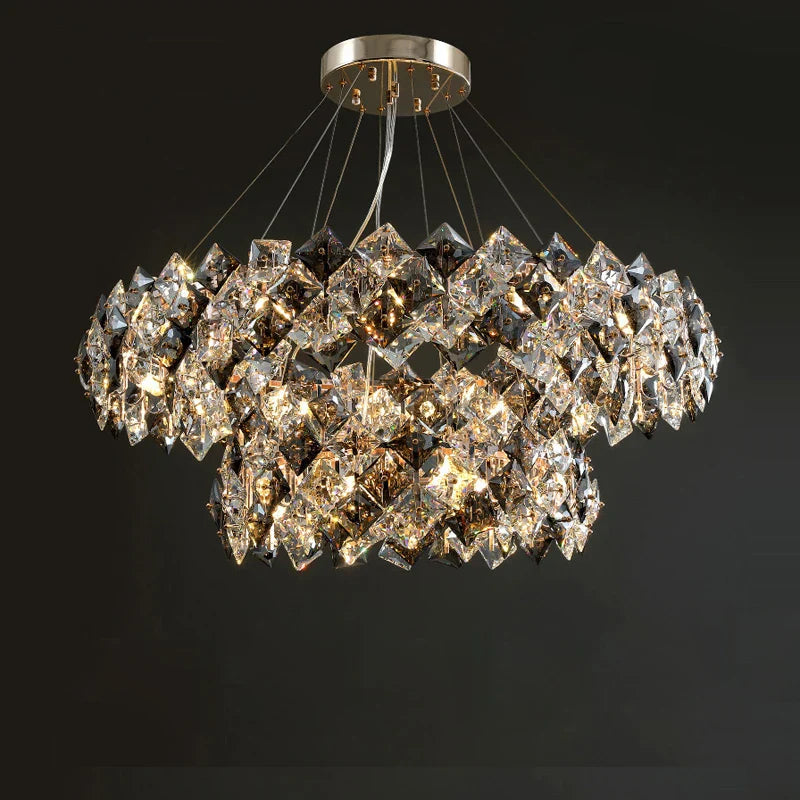 Afralia™ Crystal Dimmable LED Chandelier in Gold and Silver Finishes