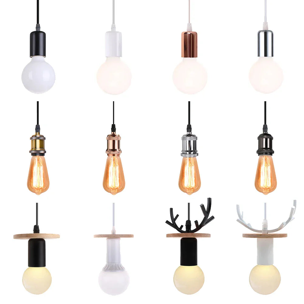 Afralia™ LED Wood Ceiling Pendant Light Vintage Retro Loft Hanging Lamp Suspension E27