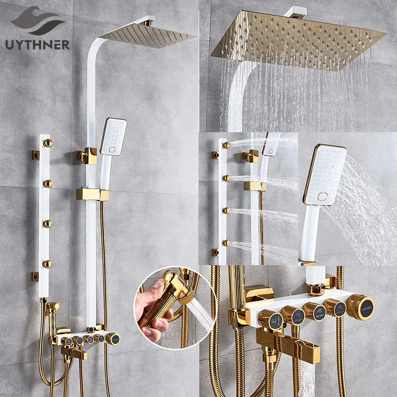 Afralia™ 5-Function Shower Faucet Set with Rain Shower Head, Hand Shower, and Bathtub Spout