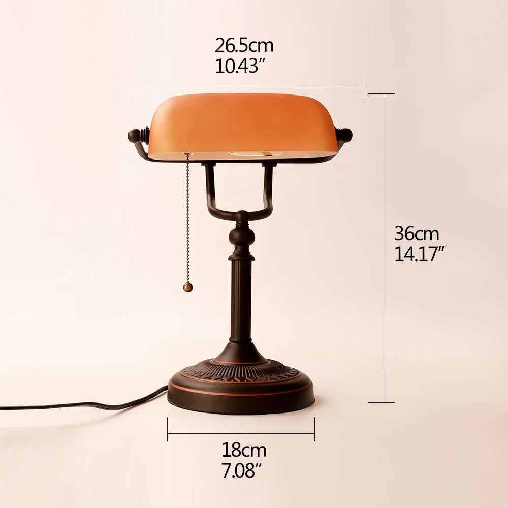Afralia™ Vintage Orange Glass Table Lamp with Zipper Switch for Home Office