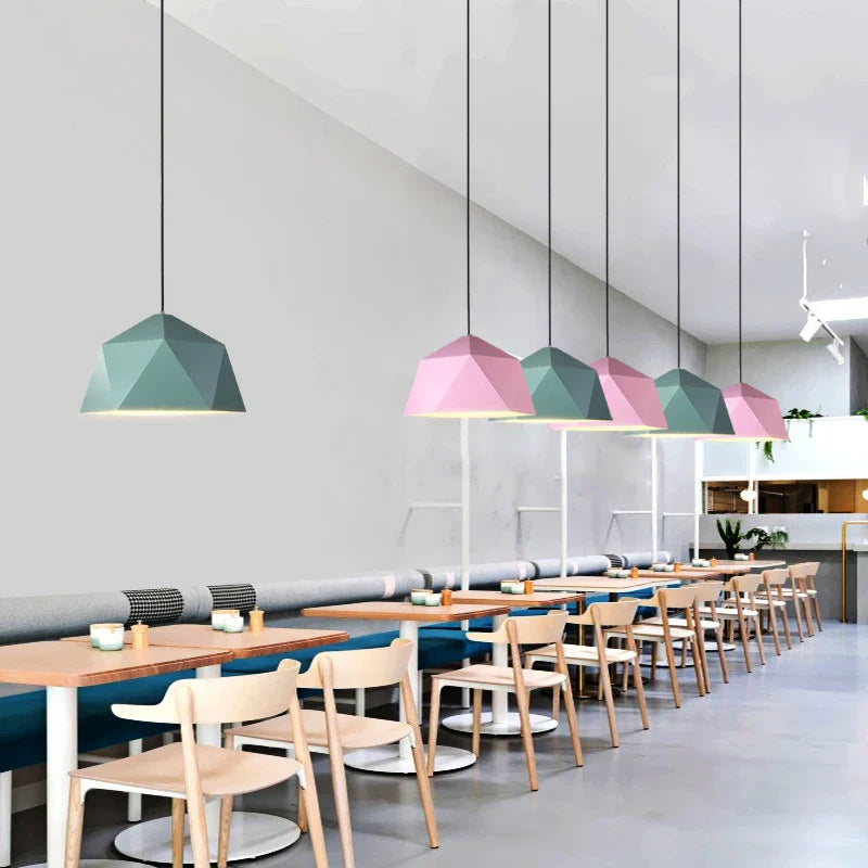 Afralia™ Iron Diamond Pendant Lights Modern Geometry Pendent Lighting for Living Room & Cafe